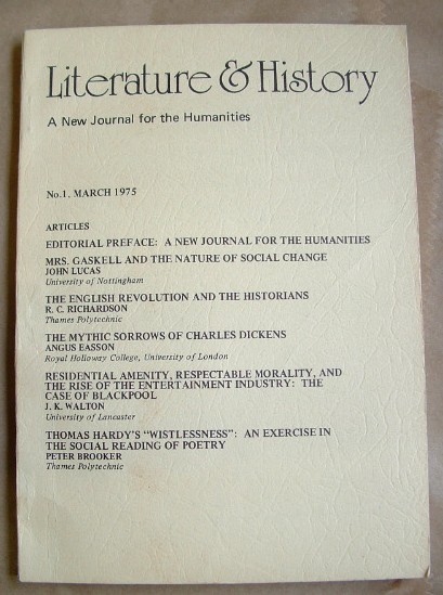 Image for Literature and History a New Journal for the Humanities